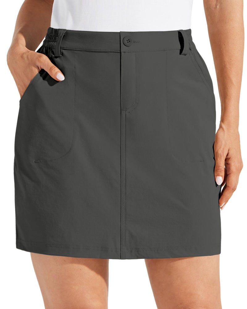 Willit Women's Skorts Golf Casual Skort Skirts UPF 50+ Quick Dry Zip Pockets Outdoor Hiking Deep Gray L - Image 1